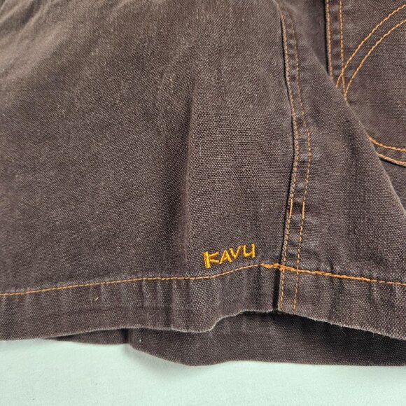 Kavu Womens Brown Casual Cotton Shorts Size 12 Embroidered Detail - Picture 6 of 7